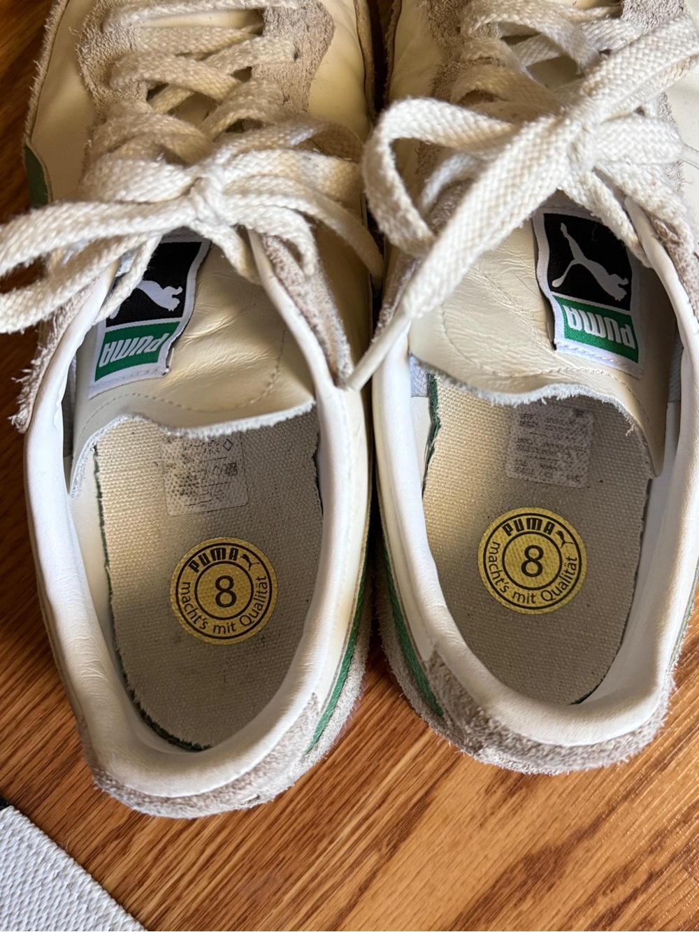 Puma Super Liga Retro Sneakers White with Green Stripe and Gum Sole - Picture 5 of 8